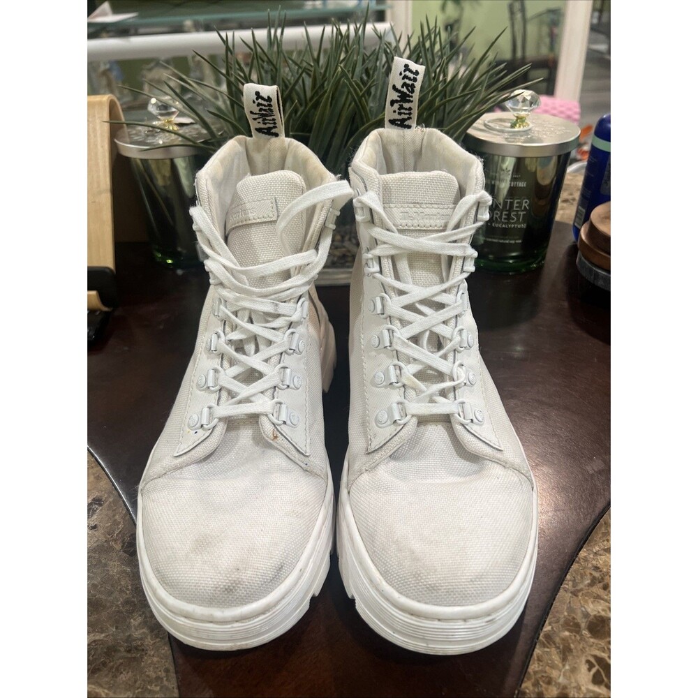 Dr. Doc Martens Combs W Combat Boots Women’s Size 7 All White Air Ware Nylon